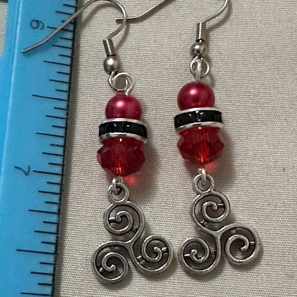 2/$15 Handmade – NWOT – stainless steel, red, black and silver charm earrings - Picture 2 of 4